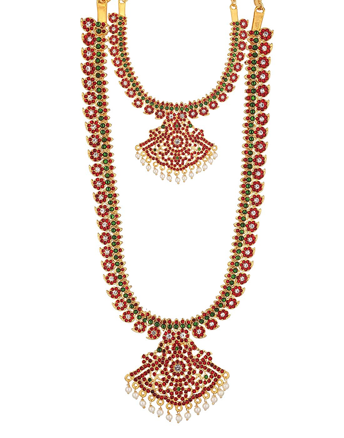 Bharatanatyam Long Necklace and Bharatanatyam Short Necklace by GoldenCollections