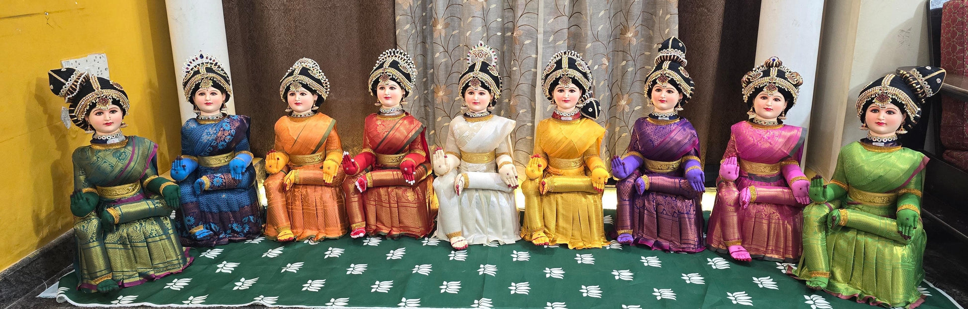 Navdurga idol set dressed in traditional saree for pooja | GoldenCollections 