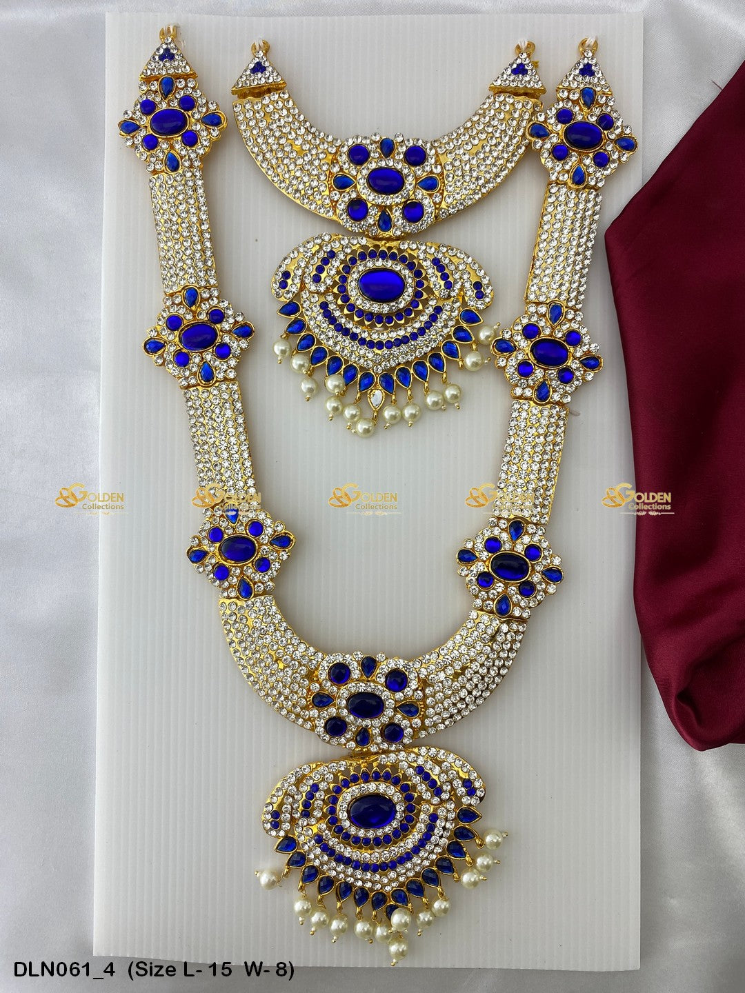 Amman Deity Decorative Long Haram Goldencollections Size: 15.5 X 8, Color: Blue, Style: 2 Step Image 4