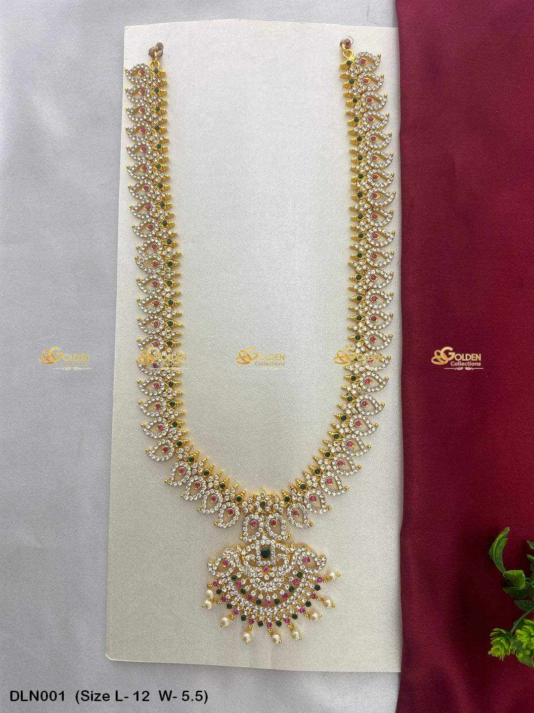 Amman Deity Long Necklace Collection Goldencollections Size: 12 X 5.5, Color: White, Style: 1 Step Image 1