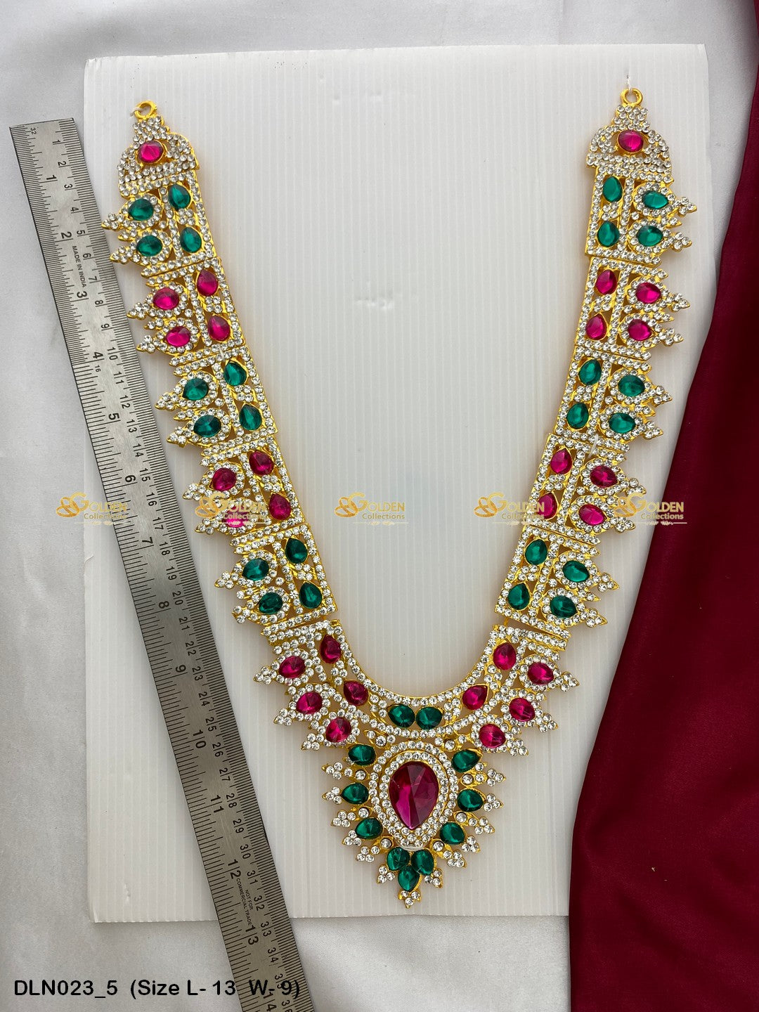 Amman Devotional Long Necklace Goldencollections Size: 14 X 9, Color: Pink, Style: 1 Step Image 5