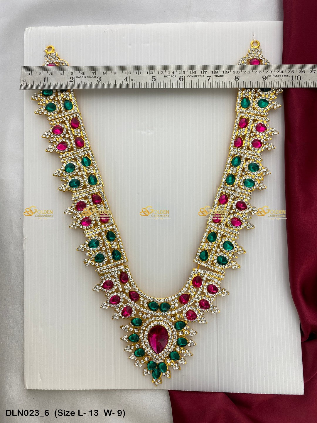 Amman Devotional Long Necklace Goldencollections Size: 14 X 9, Color: Pink, Style: 1 Step Image 6