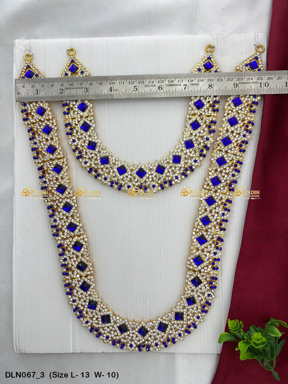 Artisan Crafted Long Necklace Set Size: 13 X 10, Color: Blue, Style: 2 Step Image 3