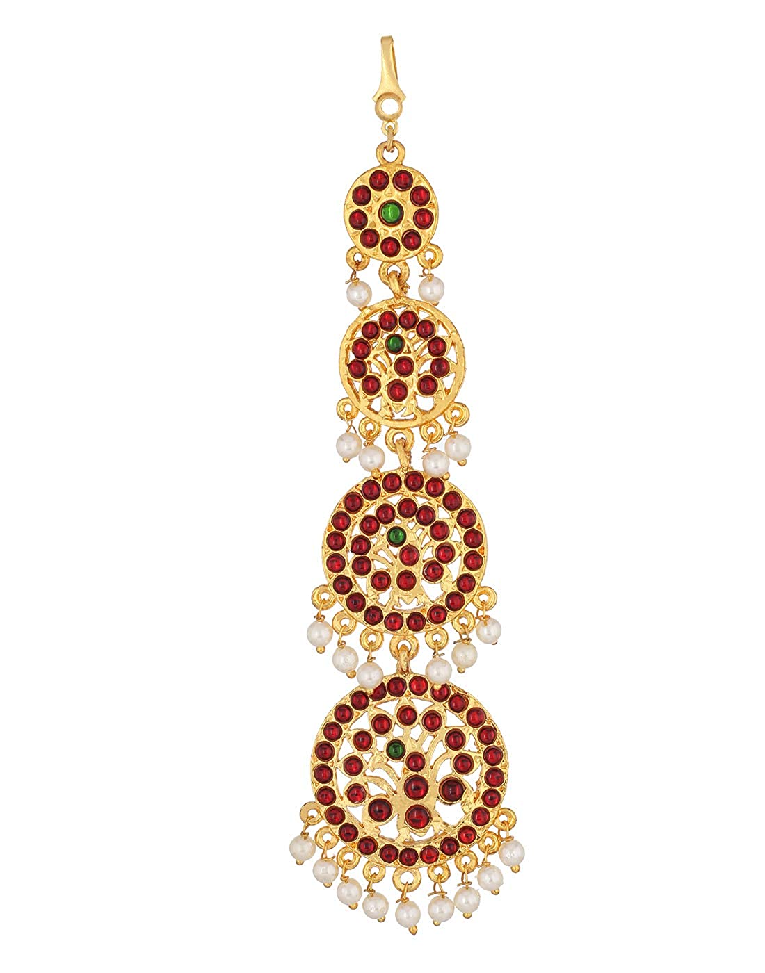 Pearl Adorned Bharatanatyam Maang Tikka - Goldencollections