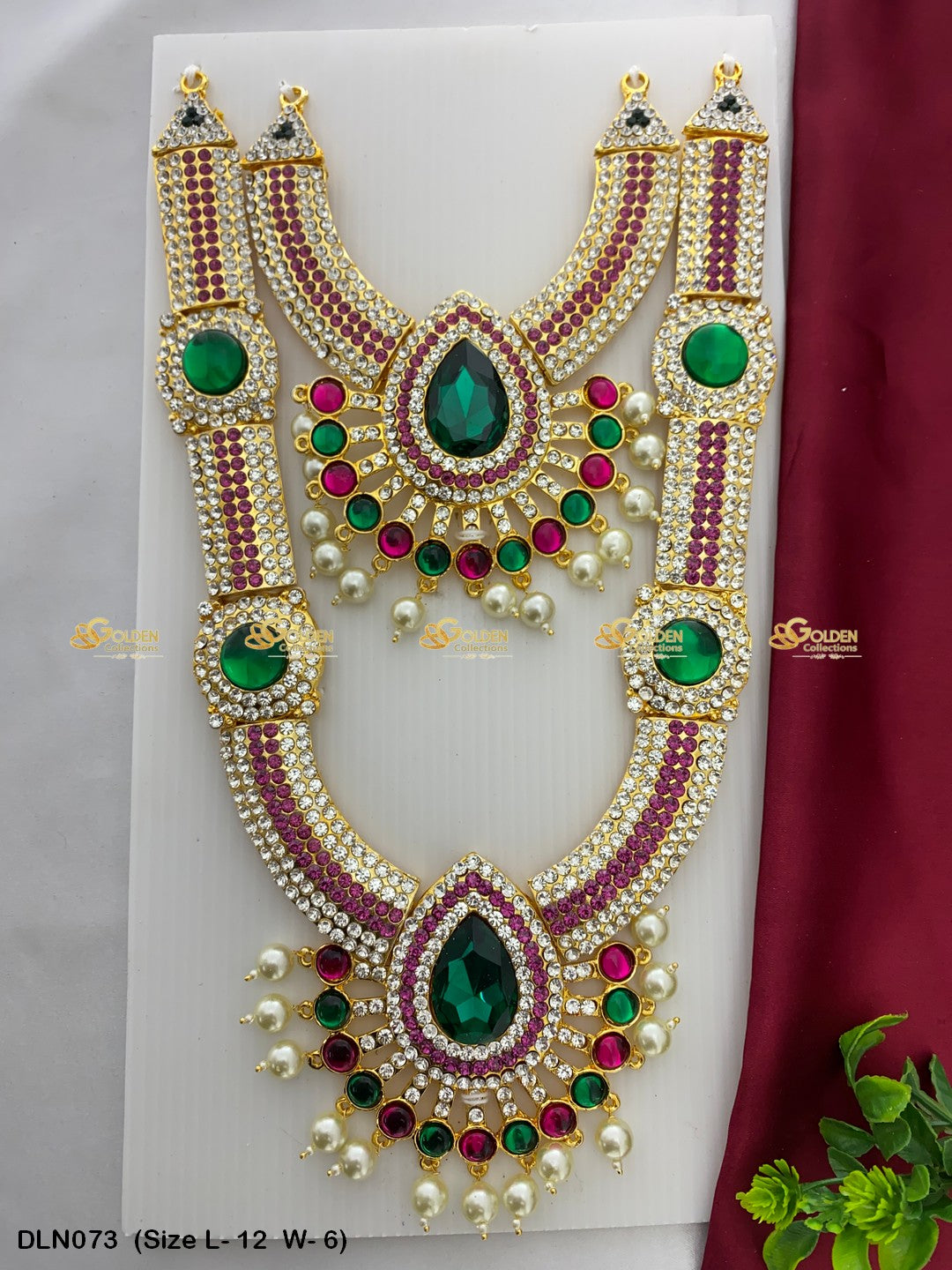 Celestial Long Necklace For Temple Deities Size: 11 X 6, Color: Multi, Style: 2 Step Image 1