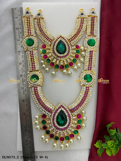 Celestial Long Necklace For Temple Deities Size: 11 X 6, Color: Multi, Style: 2 Step Image 2