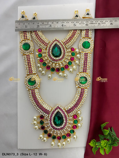 Celestial Long Necklace For Temple Deities Size: 11 X 6, Color: Multi, Style: 2 Step Image 3