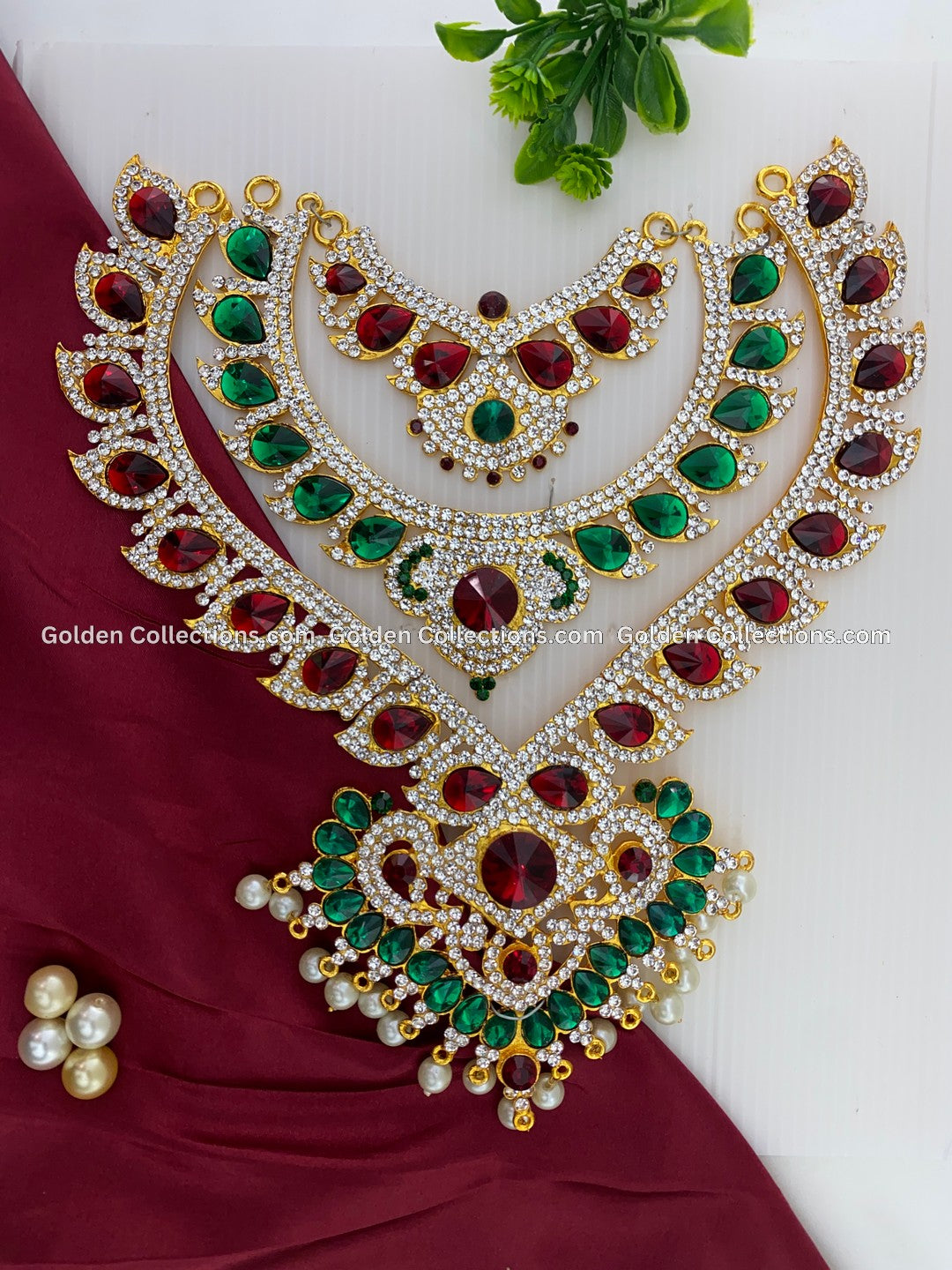 Online Deity Jewellery Short Haram Necklace  | Goldencollections