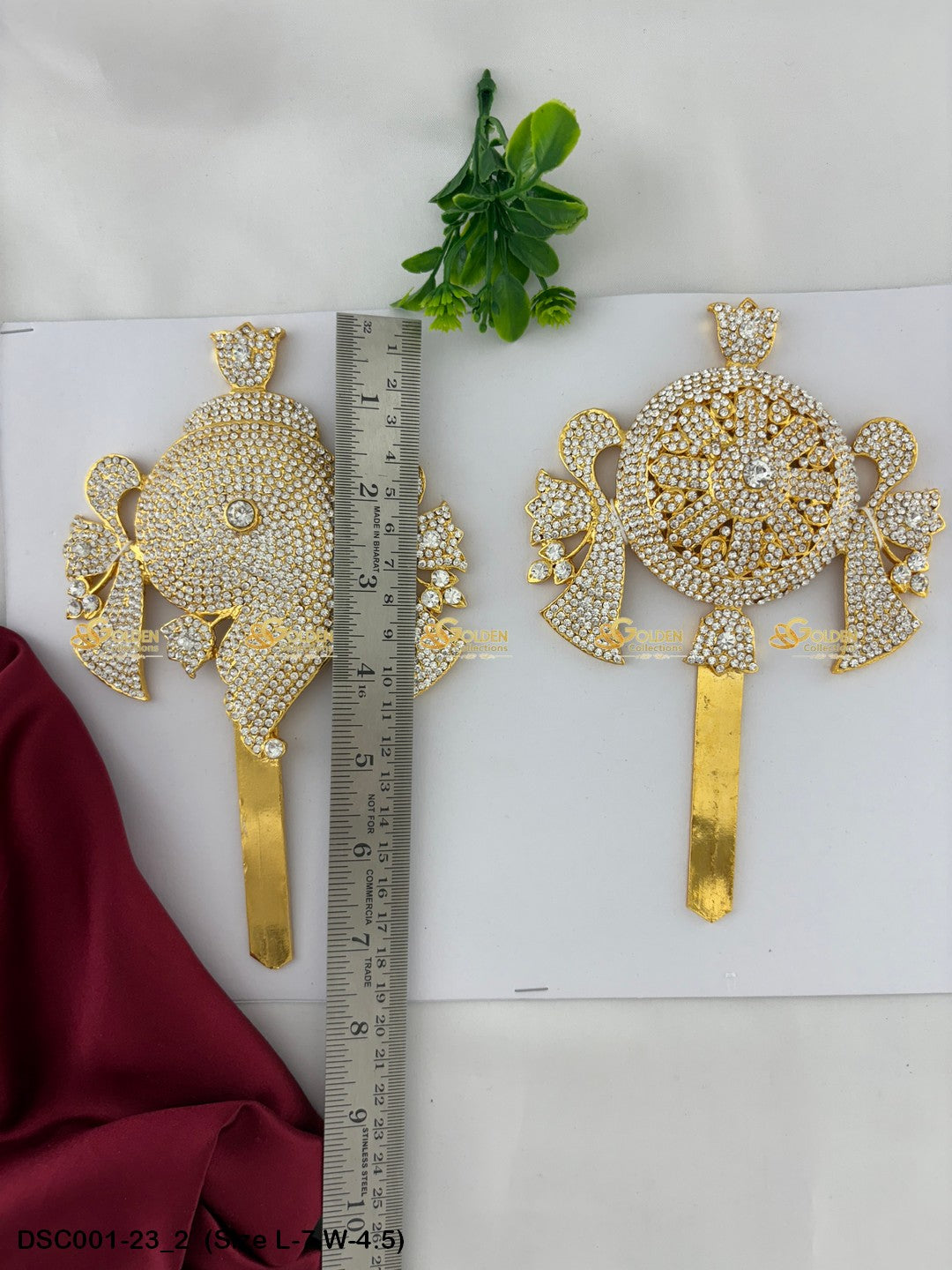 Deity Shankha Chakra Brass Stone Pair for Vishnu Decoration Size: 7 x 4.5, Color: White, Style: Shank Chakra Image 2