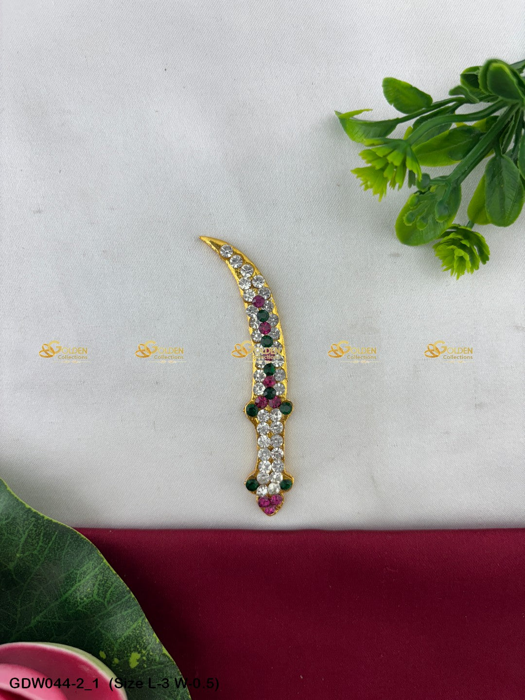 Deity Sword For Swamy Alangaram Mata Talwar With Stones Size: 3 x 0.5, Color: Multi, Style: Sword Image 1