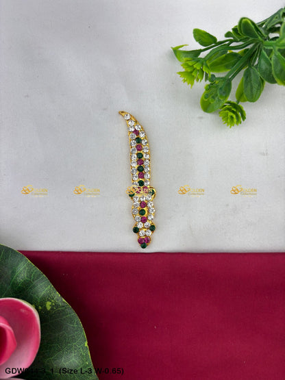 Deity Sword For Swamy Alangaram Mata Talwar With Stones Size: 3 x 0.65, Color: Multi, Style: Sword Image 1