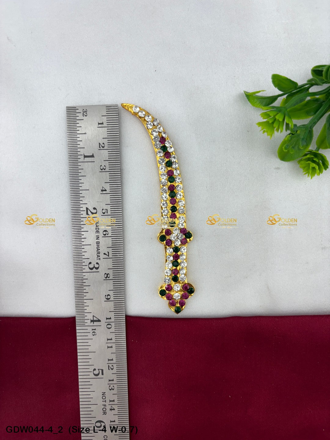 Deity Sword For Swamy Alangaram Mata Talwar With Stones Size: 4 x 0.70, Color: Multi, Style: Sword Image 2