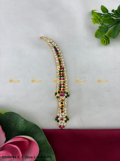 Deity Sword For Swamy Alangaram Mata Talwar With Stones Size: 5 x 0.75, Color: Multi, Style: Sword Image 1