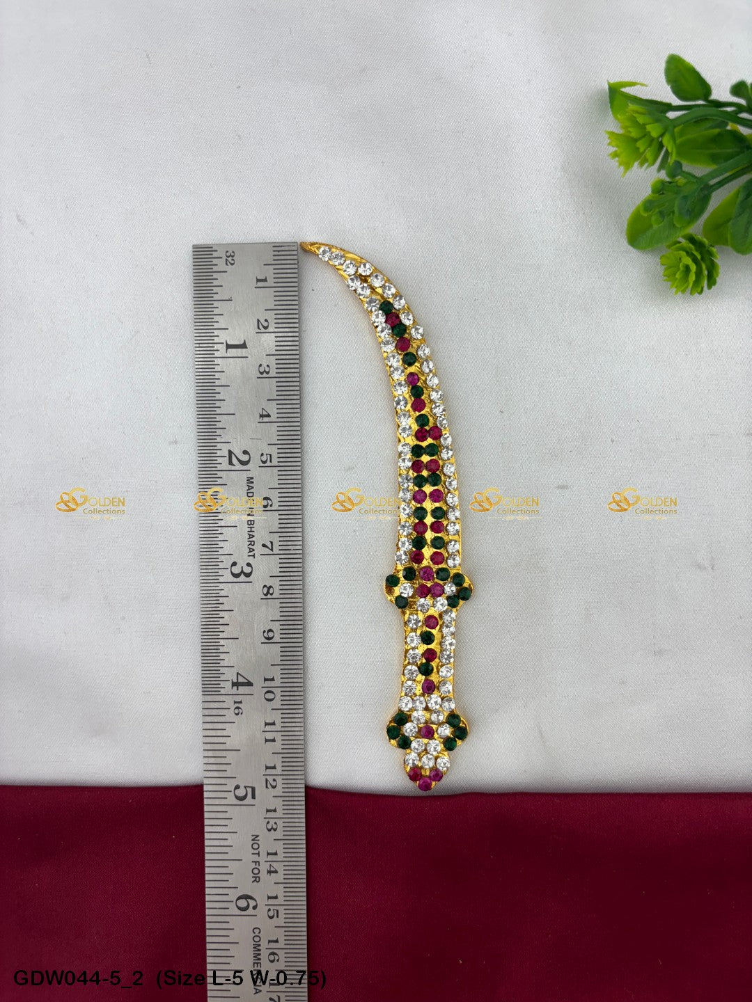 Deity Sword For Swamy Alangaram Mata Talwar With Stones Size: 5 x 0.75, Color: Multi, Style: Sword Image 2