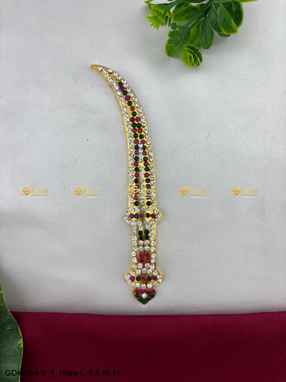 Deity Sword For Swamy Alangaram Mata Talwar With Stones Size: 6.5 x 1, Color: Multi, Style: Sword Image 1