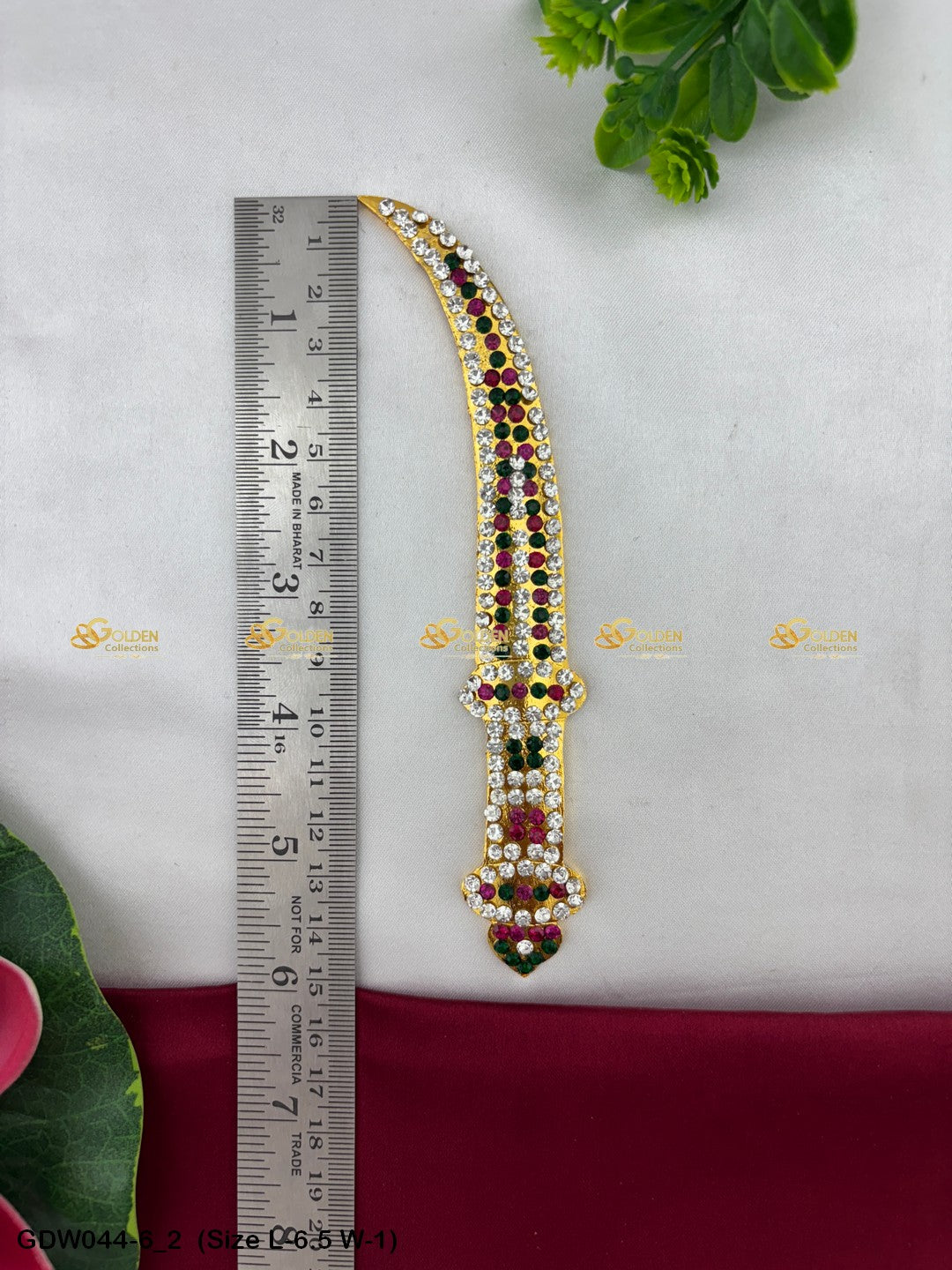 Deity Sword For Swamy Alangaram Mata Talwar With Stones Size: 6.5 x 1, Color: Multi, Style: Sword Image 2