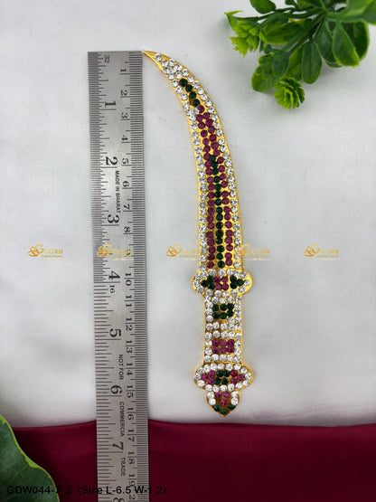 Deity Sword For Swamy Alangaram Mata Talwar With Stones Size: 6.5 x 1.20, Color: Multi, Style: Sword Image 2