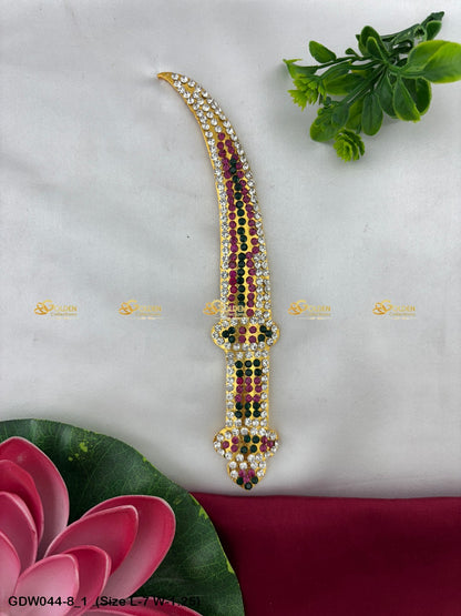 Deity Sword For Swamy Alangaram Mata Talwar With Stones Size: 7 x 1.25, Color: Multi, Style: Sword Image 1