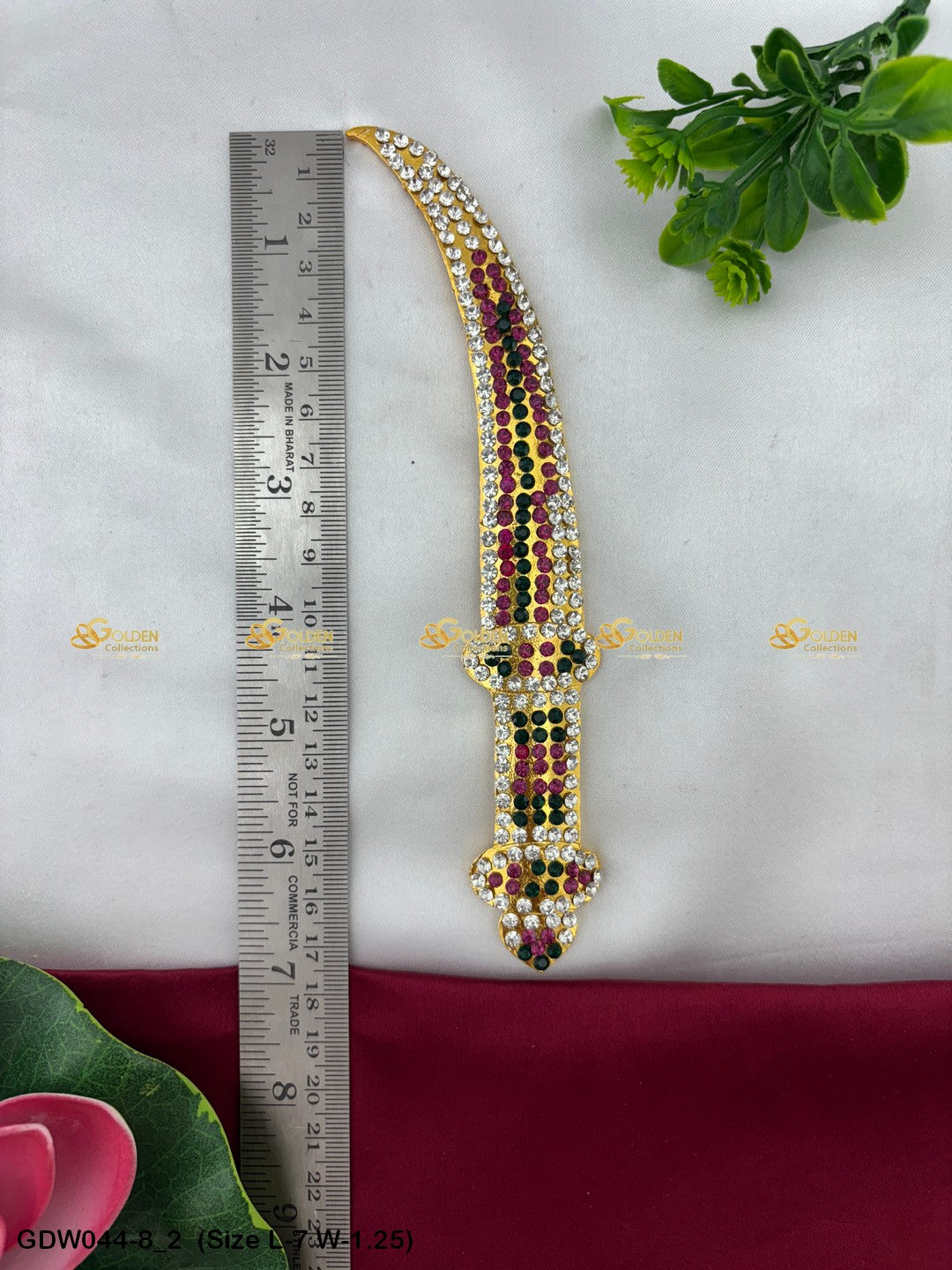 Deity Sword For Swamy Alangaram Mata Talwar With Stones Size: 7 x 1.25, Color: Multi, Style: Sword Image 2