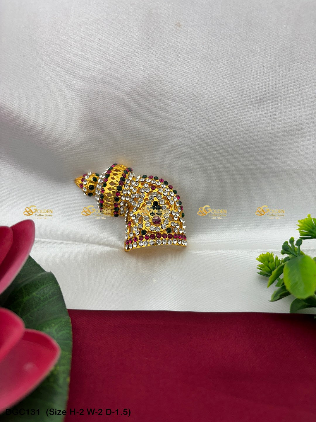 Divine Crown Mukut For Deity Goldencollections Size: 2 X 2 X 1.5, Color: Multi, Style: Half Round Andalu Left Image 1