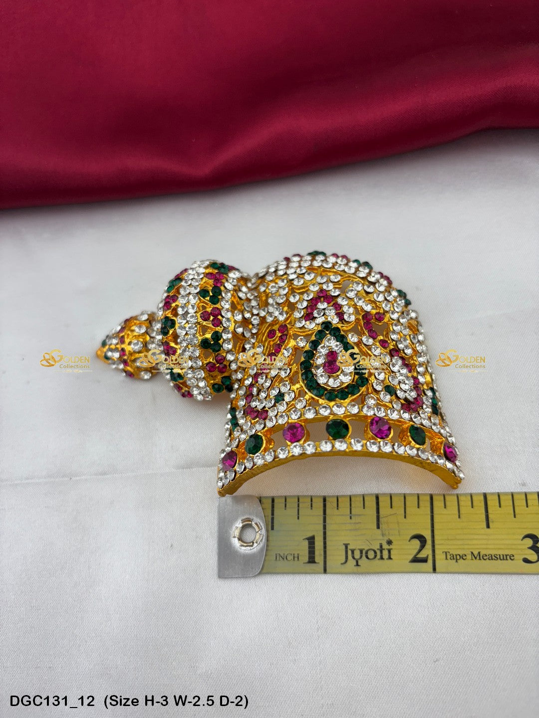 Divine Crown Mukut For Deity Goldencollections Size: 3 X 2.5 X 2, Color: Multi, Style: Half Round Andalu Left Image 12