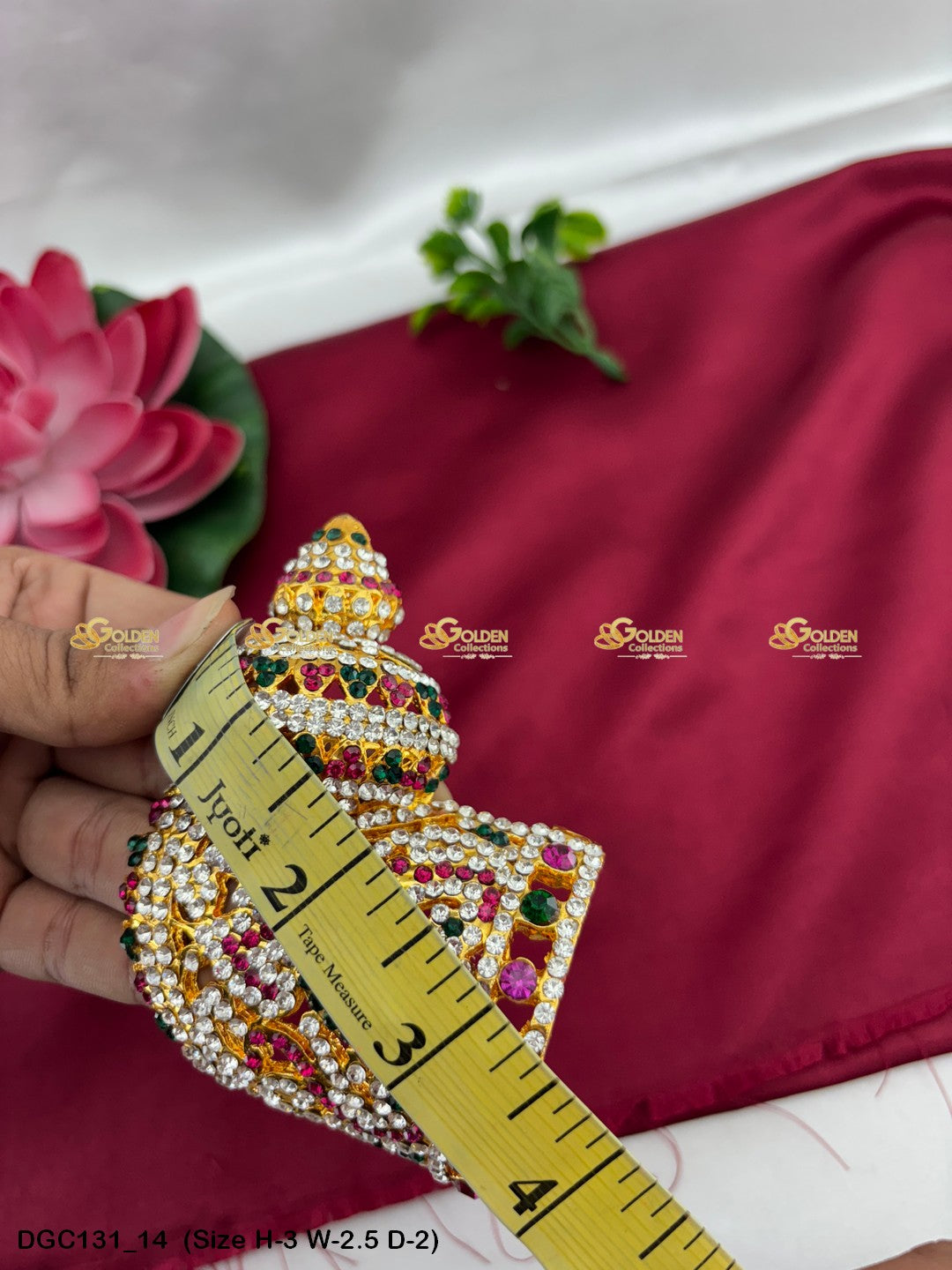 Divine Crown Mukut For Deity Goldencollections Size: 3 X 2.5 X 2, Color: Multi, Style: Half Round Andalu Right Image 14