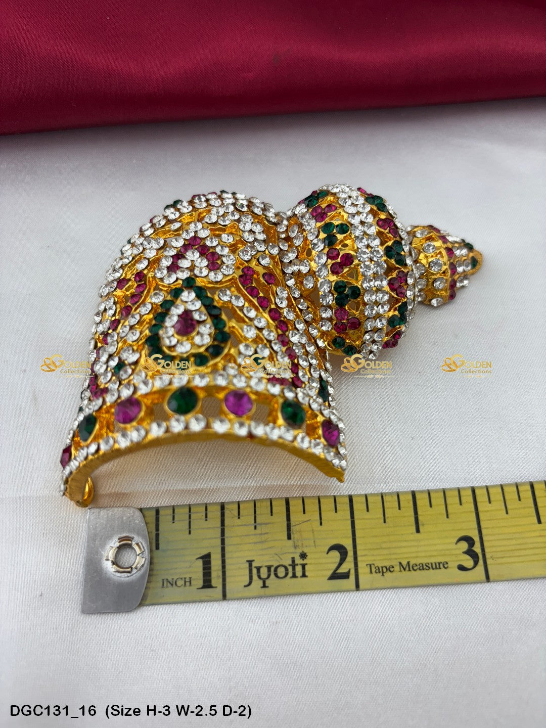 Divine Crown Mukut For Deity Goldencollections Size: 3 X 2.5 X 2, Color: Multi, Style: Half Round Andalu Right Image 16