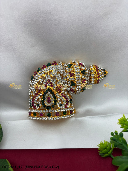 Divine Crown Mukut For Deity Goldencollections Size: 3.5 X 3 X 2, Color: Multi, Style: Half Round Andalu Right Image 17