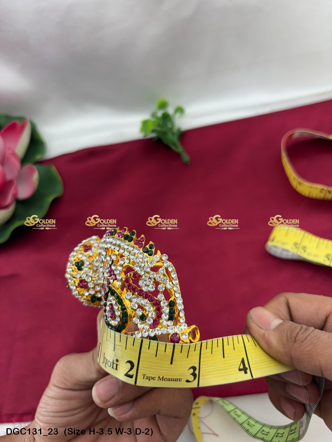 Divine Crown Mukut For Deity Goldencollections Size: 3.5 X 3 X 2, Color: Multi, Style: Half Round Andalu Left Image 23