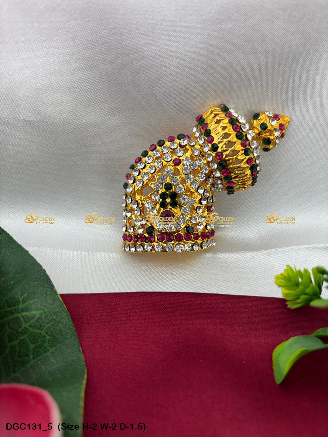 Divine Crown Mukut For Deity Goldencollections Size: 2 X 2 X 1.5, Color: Multi, Style: Half Round Andalu Right Image 5