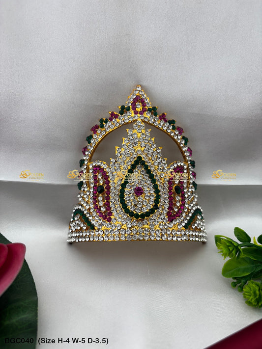 Elegant Gold Plated Crown Mukut Goldencollections Size: 4 X 5 X 3.5, Color: Multi, Style: Half Round Image 1