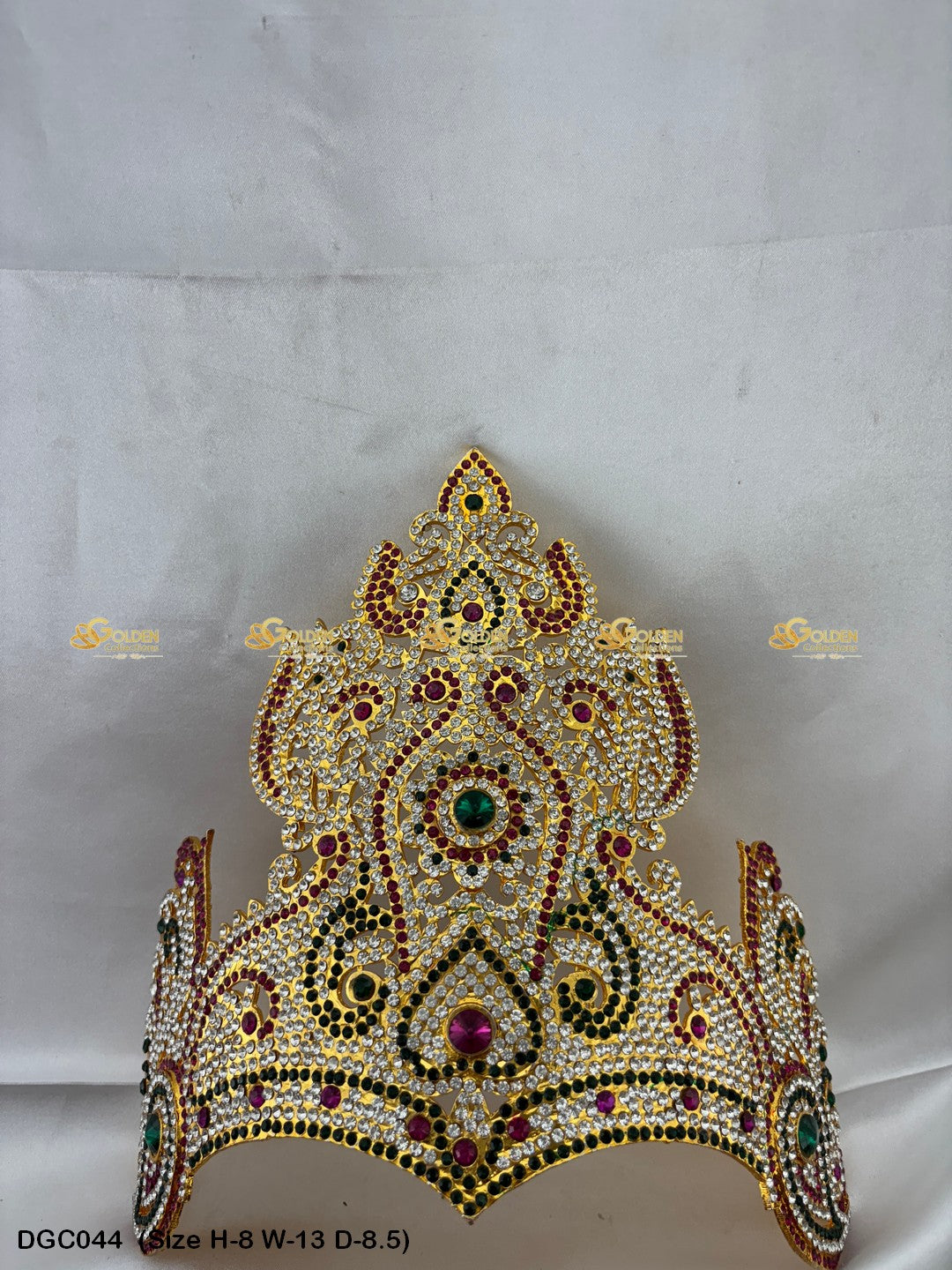 Exquisite Crown Mukut For Puja Goldencollections Size: 8 X 13 X 8.5, Color: Multi, Style: Half Round Image 1