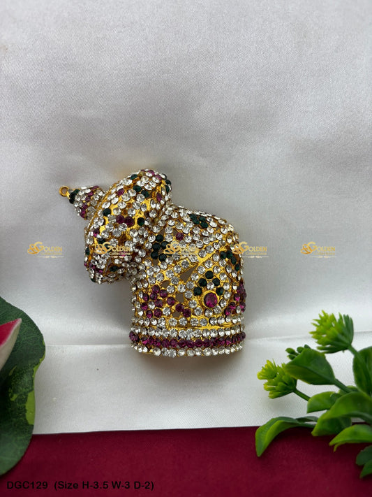 Exquisite Mukut For Goddess Idol Goldencollections Size: 3.5 X 3 X 2, Color: Multi, Style: Half Round Andalu Left Image 1