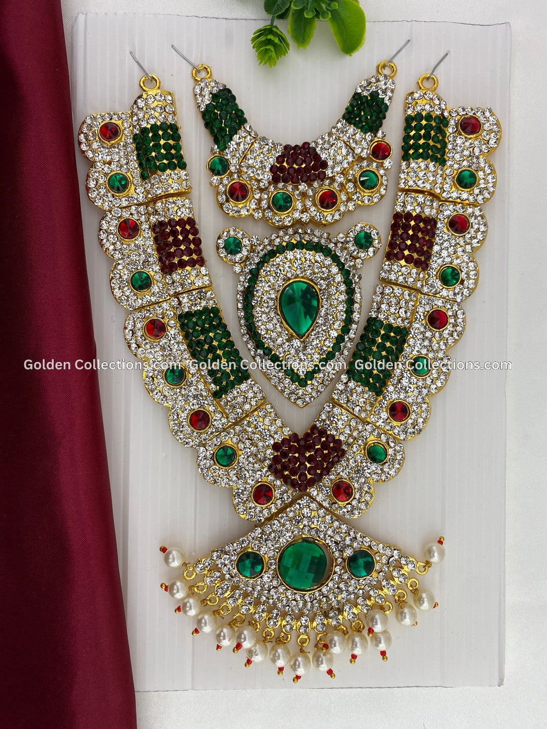 Shop Deity Goddess Amman Alangaram Multi Stones Necklace Jewellery GoldenCollections