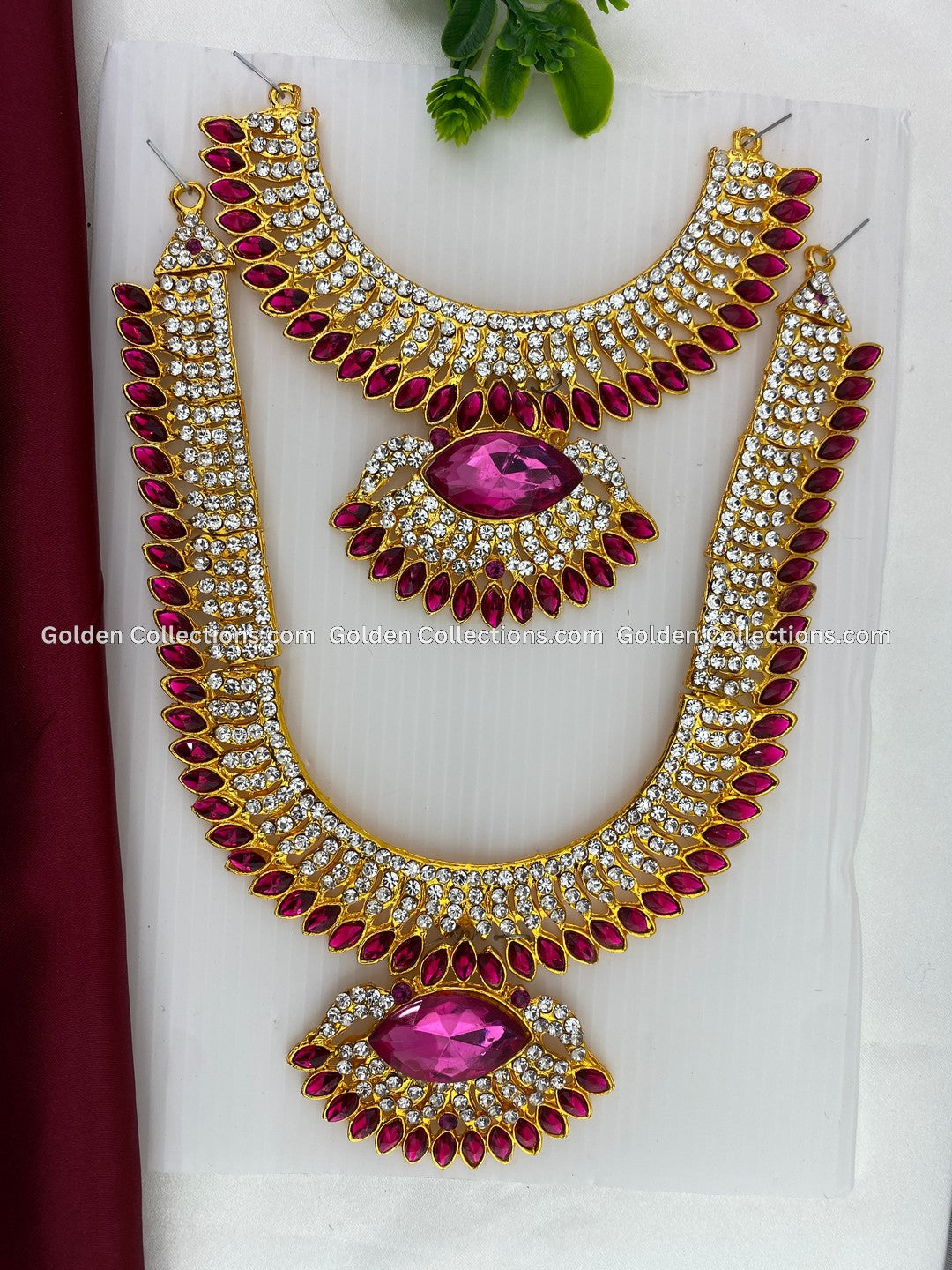 Deity Goddess Amman Alangaram Pink stones  Jewellery GoldenCollections