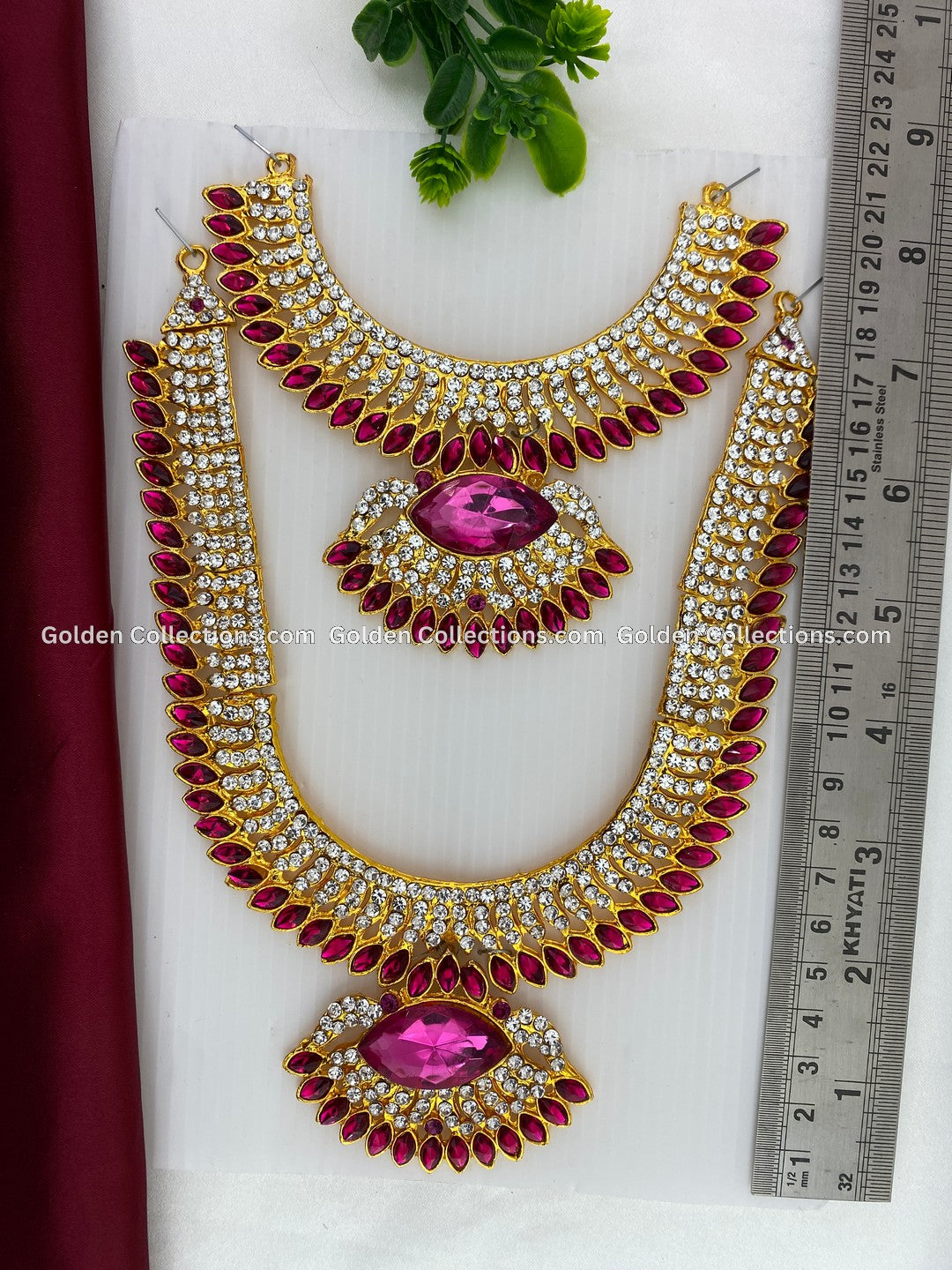 Shop Deity Goddess Amman Alangaram Pink stones  Jewellery GoldenCollections