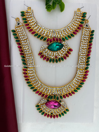 Shop Deity Goddess Amman Alangaram Red Green stones  Jewellery GoldenCollections