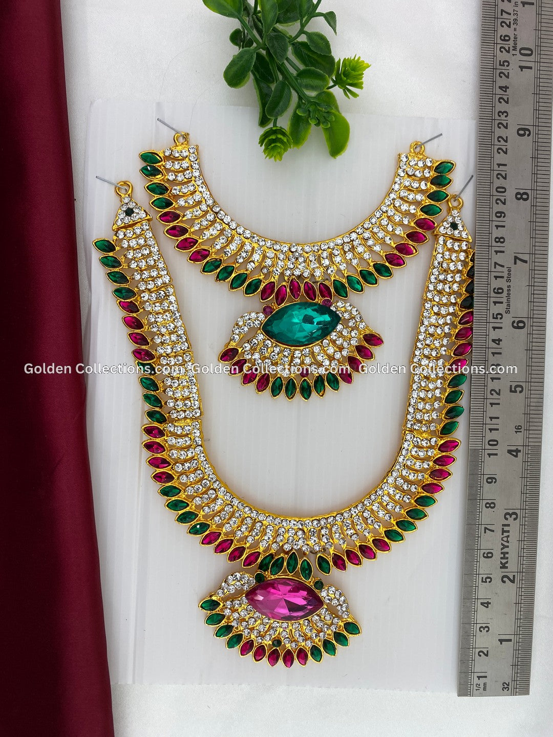 Buy Deity Goddess Amman Alangaram Red Green stones  Jewellery GoldenCollections