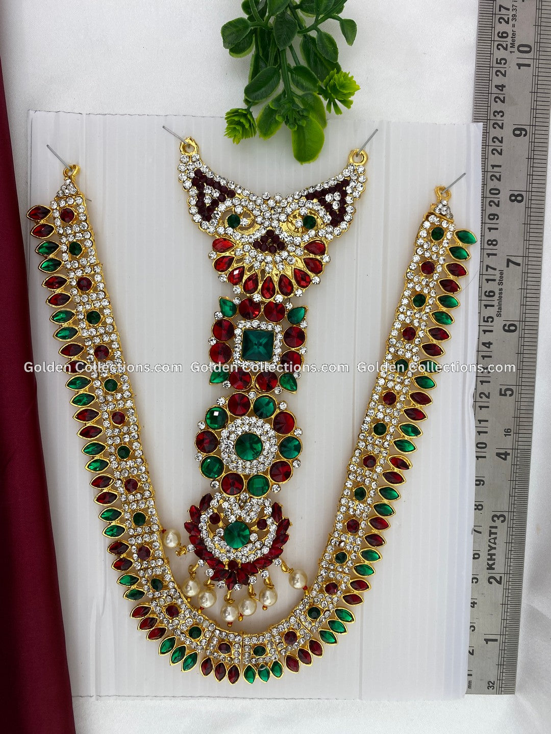 Buy Deity Goddess Amman Alangaram Red Green stones  Jewellery GoldenCollections