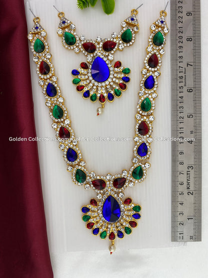 Buy Deity Goddess Amman Alangaram Blue Green Marronstones  Jewellery GoldenCollections