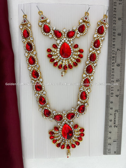 Buy Deity Goddess Amman Alangaram Red Necklace Jewellery GoldenCollections