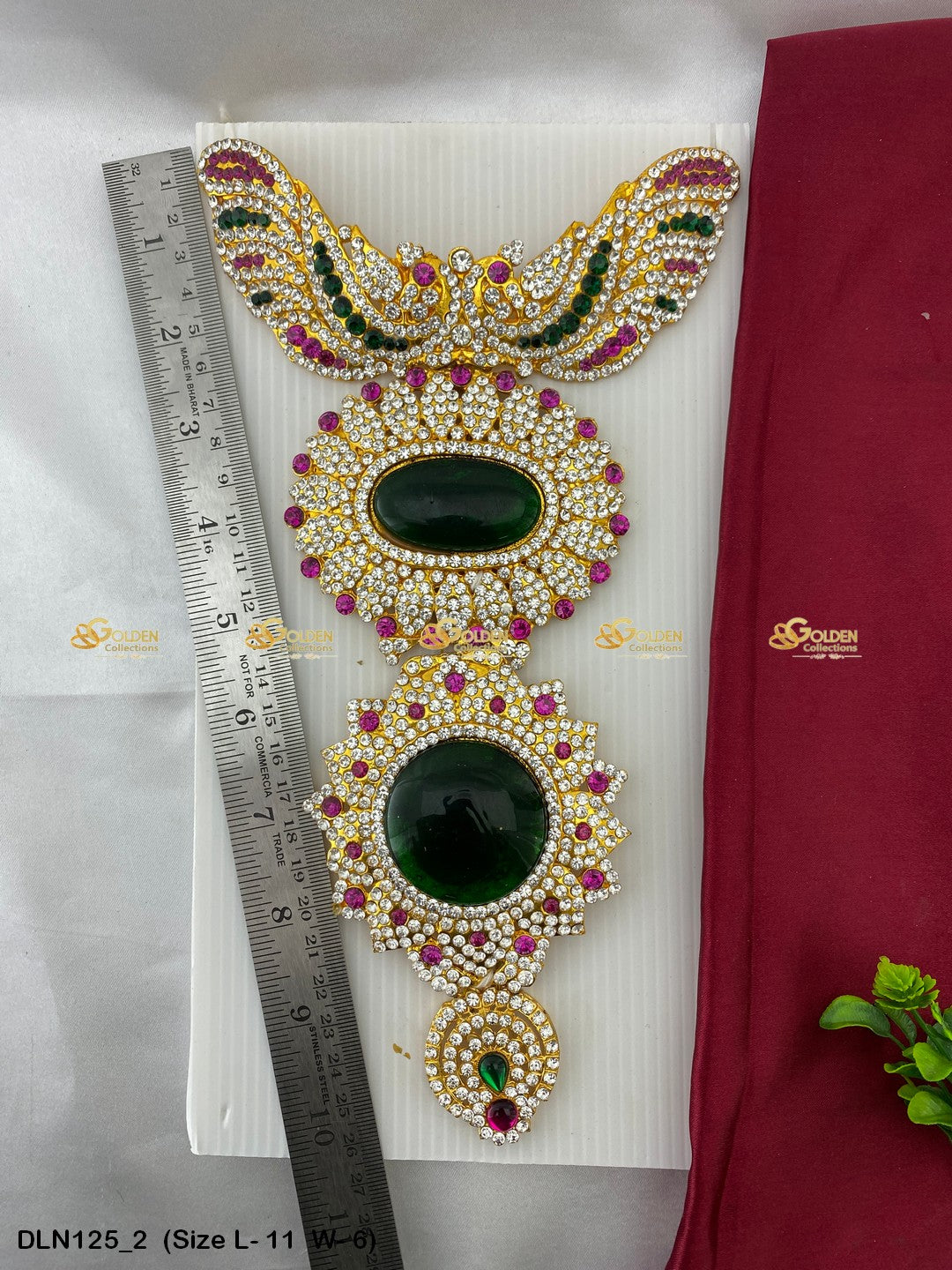 Goddess Lakshmi Jewellery Set Amman Long Haram Size: 11 X 6, Color: Multi, Style: Chest Image 2