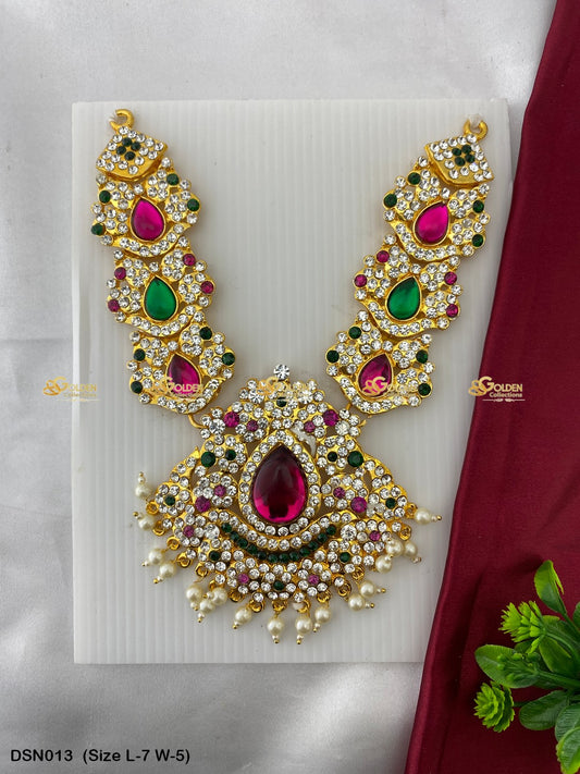 Goddess Lakshmi Short Necklace Haram - GoldenCollections DSN-013