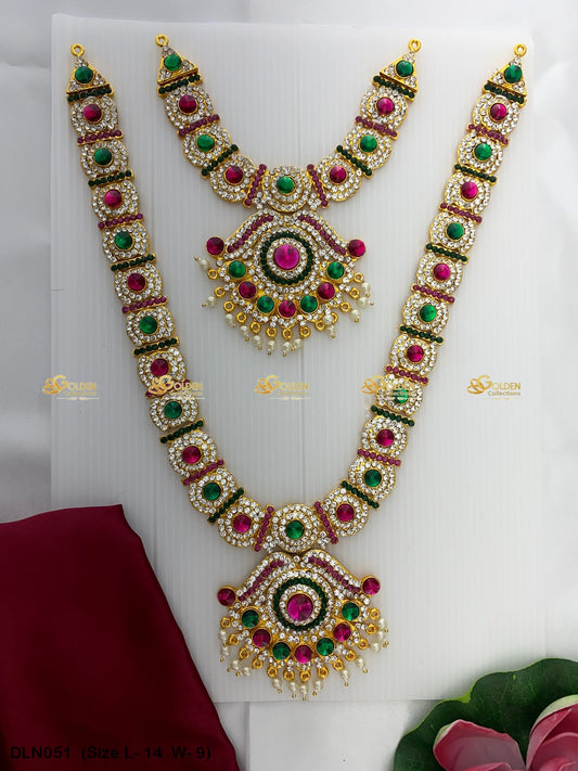 Goddess Lakshmi Temple Necklace Goldencollections Size: 14 X 9, Color: Multi, Style: 2 Step Image 1