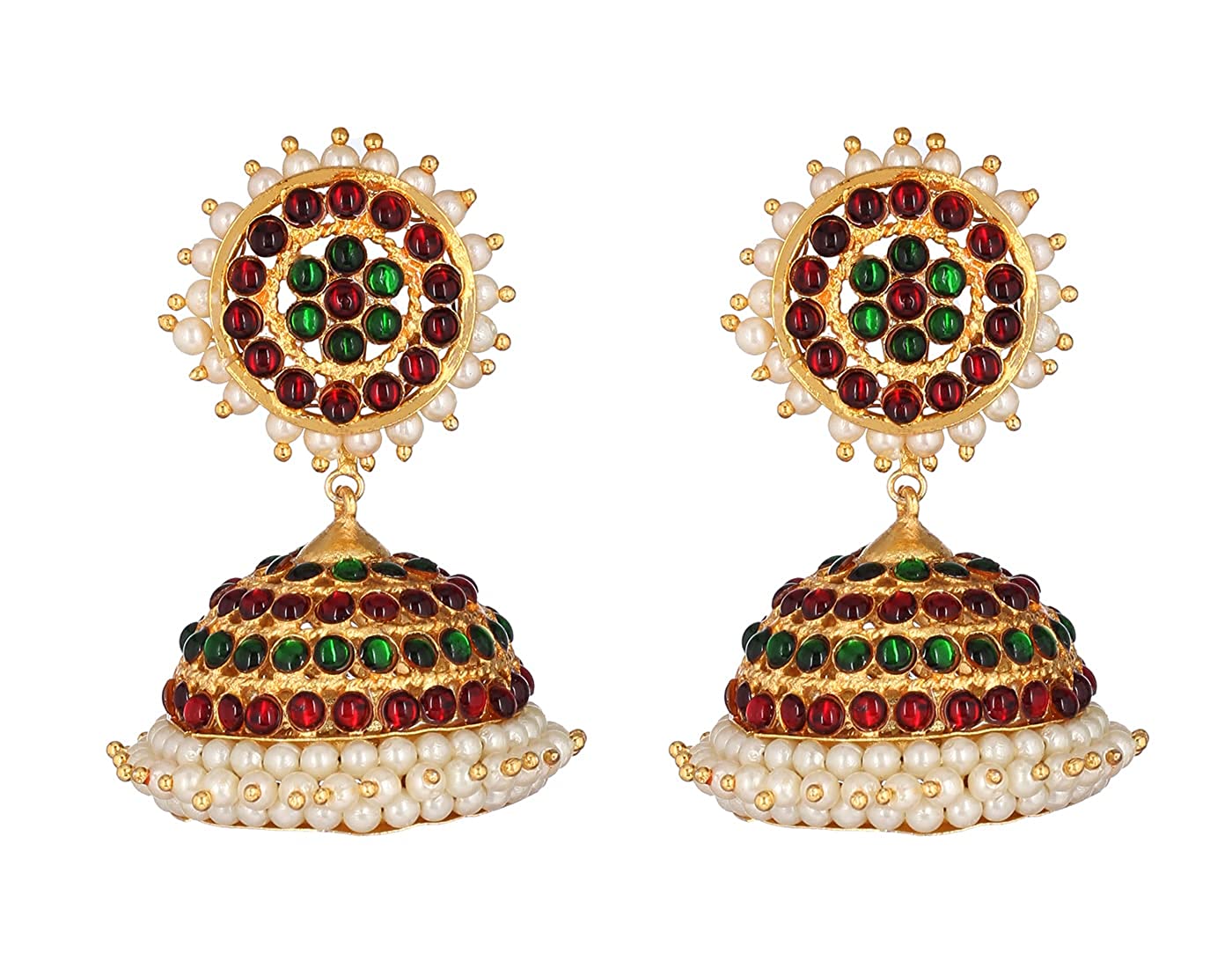 Gold-Plated-Jhumka-Earrings-Bharatanatyam