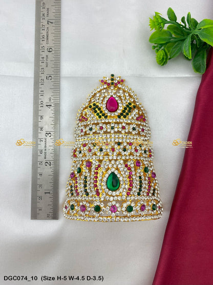 Golden Crown Mukut For Puja Goldencollections Size: 5 X 4.5 X 3.5, Color: Multi, Style: Half Round Image 10