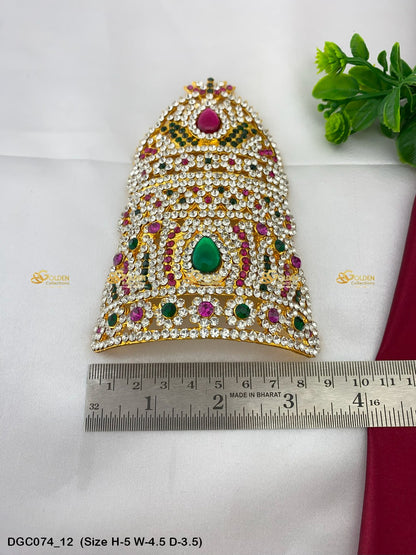 Golden Crown Mukut For Puja Goldencollections Size: 5 X 4.5 X 3.5, Color: Multi, Style: Half Round Image 12