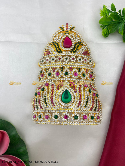 Golden Crown Mukut For Puja Goldencollections Size: 6 X 5.5 X 4, Color: Multi, Style: Half Round Image 13