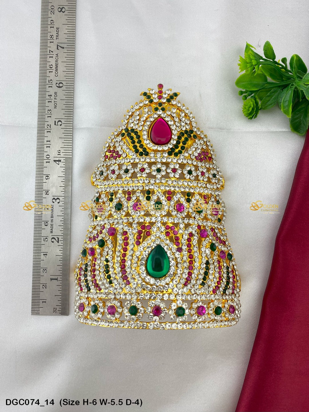 Golden Crown Mukut For Puja Goldencollections Size: 6 X 5.5 X 4, Color: Multi, Style: Half Round Image 14