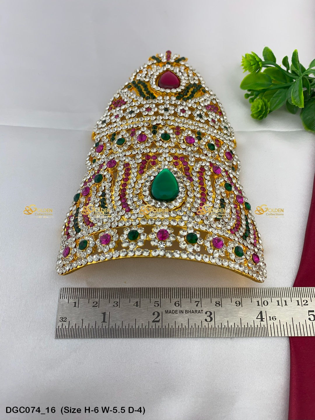 Golden Crown Mukut For Puja Goldencollections Size: 6 X 5.5 X 4, Color: Multi, Style: Half Round Image 16